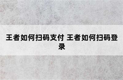 王者如何扫码支付 王者如何扫码登录